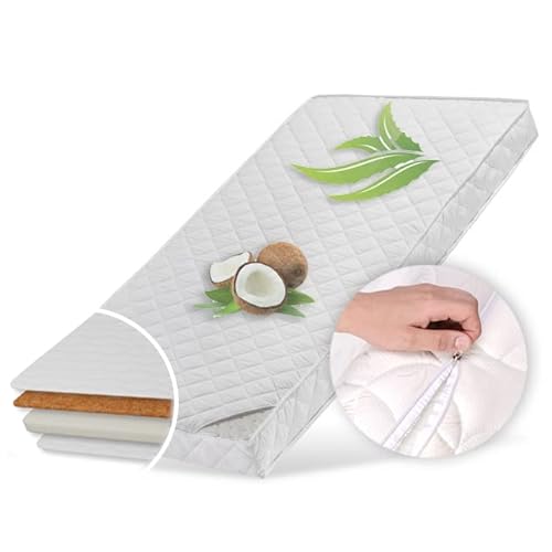 Kids Collective Babymatratze 70x140 cm KOKOS mit gestepptem Aloe Vera-Bezug, 10 cm hoch, Babymatratze Kindermatratze 70 x 140 Kokos-Matratze für Babybett oder Kinderbett, Körpergewicht bis 60kg von Kids Collective