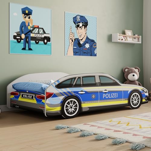 Kids Collective Autobett Kinderbett Jugendbett 70x140 & 80x160 cm mit Rausfallschutz Matratze optional | 70x140 cm Polizei Polizeiauto Polizist Kinder Spielbett Kids Collective Autobett Kinderbett Jugendbett 70x140 & 80x160 cm mit Rausfallschutz Matratze optional | 70x140 cm Polizei Polizeiauto Polizist Kinder Spielbett von Kids Collective
