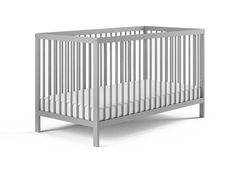 Kids Collective Babybett Kinderbett Gitterbett 60x120 und 70x140 cm herausnehmbare Sprossen, Buchenholz grau 70x140 cm von Geburt bis 6. Lebensjahr von Kids Collective