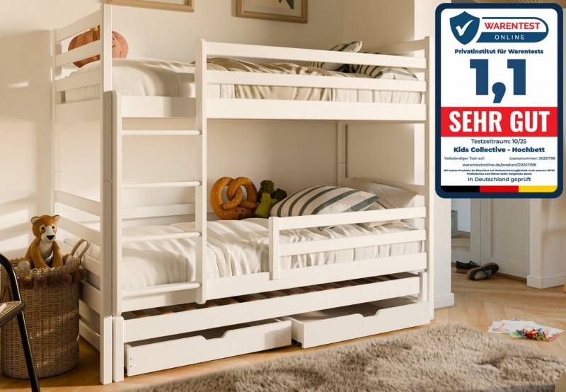 Kids Collective Hochbett 90x200 cm mit Ausziehbett Kinderbett mit Ausziehfunktion, 2 Schubladen Lattenrost, Rausfallschutz, umbaubar, mit drei Matratzen, Vollholz Kids Collective Hochbett 90x200 cm mit Ausziehbett Kinderbett mit Ausziehfunktion, 2 Schubladen Lattenrost, Rausfallschutz, umbaubar, mit drei Matratzen, Vollholz von Kids Collective