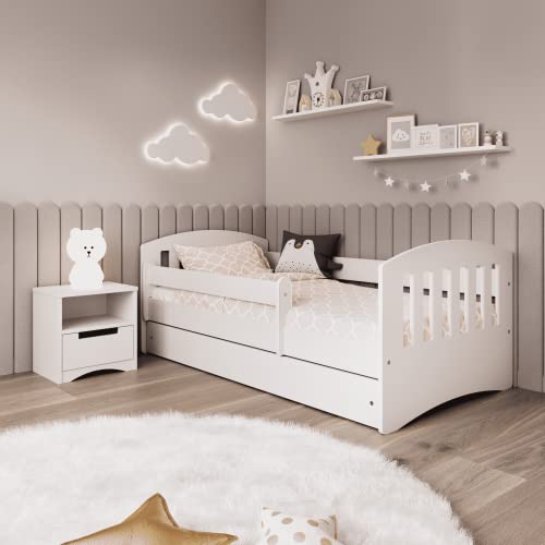 Kids Collective Kinderbett 160x80 | 180x80 cm mit Matratze, Rausfallschutz, Lattenrost & Schublade in weiß 80 x 160 Mädchen Jungen Bett Skandi Jugendbett von Kids Collective