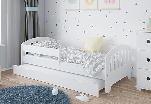 Kids Collective Kinderbett 80x160 | 80x180 | 90x200 cm mit Matratze, Schublade, Rausfallschutz & Lattenrost in weiß 90x200 cm Mädchen Jungen Bett | von 4. bis 18. Lebensjahr von Kids Collective