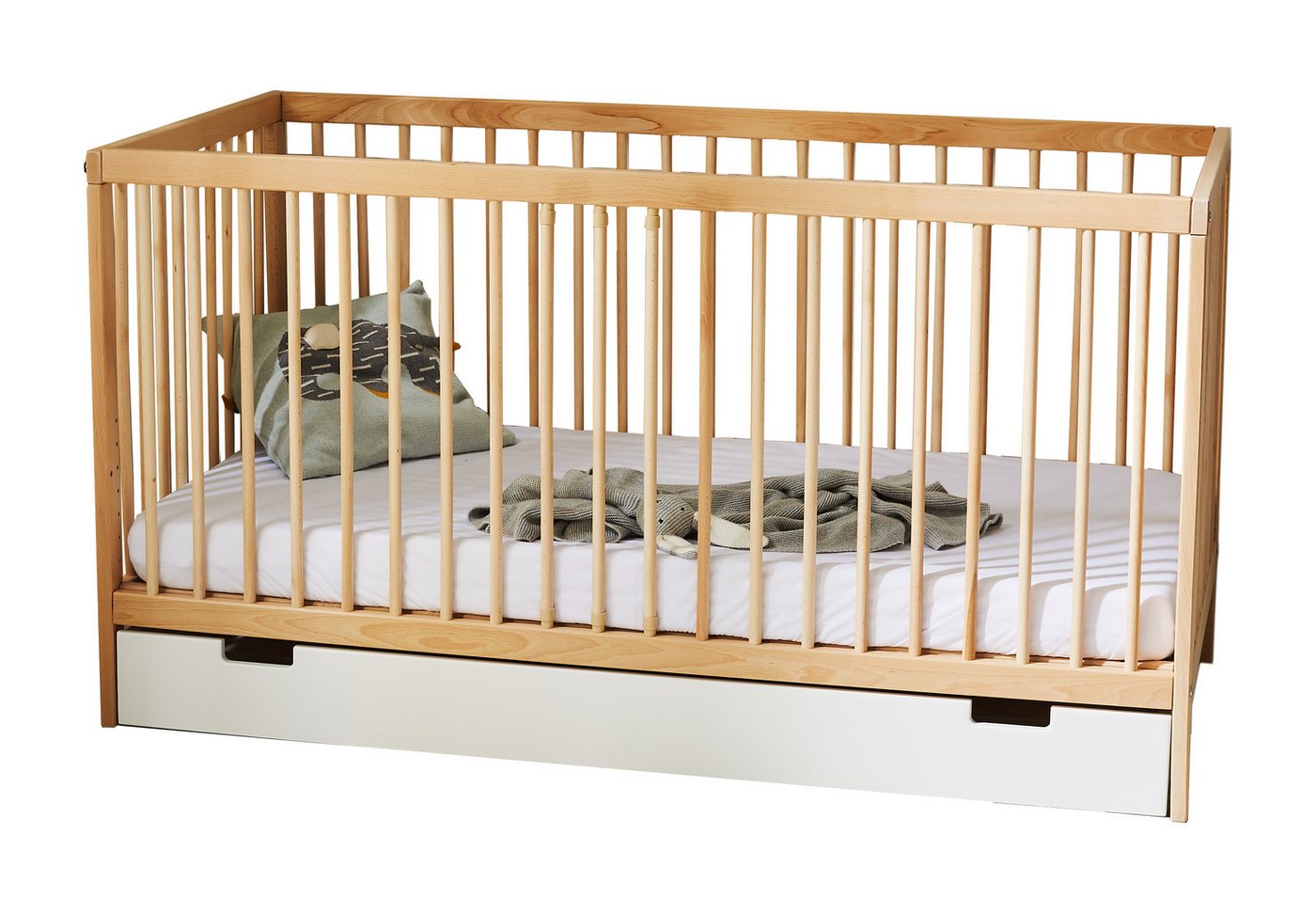 Kids Collective Kinderbett Babybett Gitterbett 60x120 und 70x140 cm höhenverstellbar, mit Schublade natur 70x140 cm von Geburt bis 6. Lebensjahr Kids Collective Kinderbett Babybett Gitterbett 60x120 und 70x140 cm höhenverstellbar, mit Schublade natur 70x140 cm von Geburt bis 6. Lebensjahr von Kids Collective