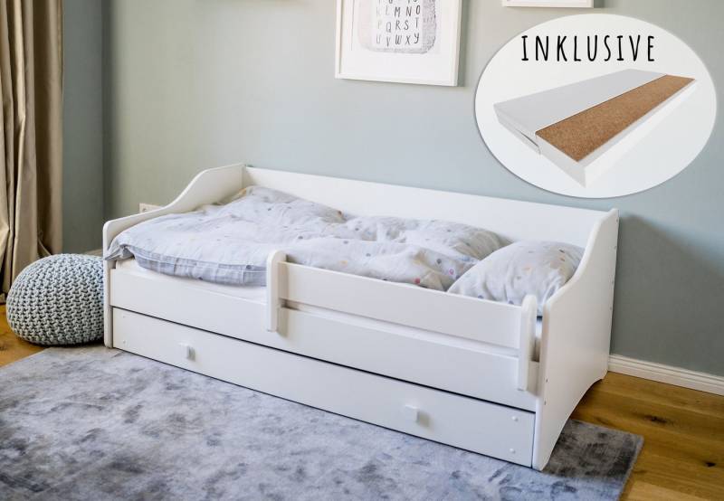 Kids Collective Kinderbett Jugendbett 80x160 80x180 cm mit Matratze, Schublade & Rausfallschutz, 180 x 80 cm, mit punktelastischer Matratze mit Kokos-Naturfaser Kids Collective Kinderbett Jugendbett 80x160 80x180 cm mit Matratze, Schublade & Rausfallschutz, 180 x 80 cm, mit punktelastischer Matratze mit Kokos-Naturfaser von Kids Collective