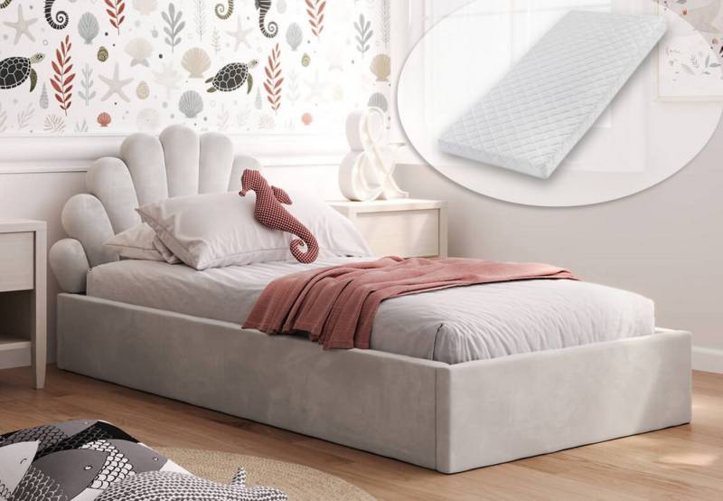 Kids Collective Kinderbett Polsterbett Stauraumbett 90x200 cm Kinder Bett Jugendbett, Mit Matratze, Samtbezug Lattenrost & Metallrahmen, 90x200cm, Grau Kids Collective Kinderbett Polsterbett Stauraumbett 90x200 cm Kinder Bett Jugendbett, Mit Matratze, Samtbezug Lattenrost & Metallrahmen, 90x200cm, Grau von Kids Collective