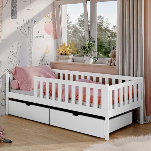 Kids Collective Kinderbett mit Zwei Schubladen, Rausfallschutz und Lattenrost, Kinder Bett | Sicher & stabil | weitere Größen 80x180, 90x190, 90x200 cm | 80x160 cm: von 3. bis 10. Lebensjahr, Weiß Kids Collective Kinderbett mit Zwei Schubladen, Rausfallschutz und Lattenrost, Kinder Bett | Sicher & stabil | weitere Größen 80x180, 90x190, 90x200 cm | 80x160 cm: von 3. bis 10. Lebensjahr, Weiß von Kids Collective