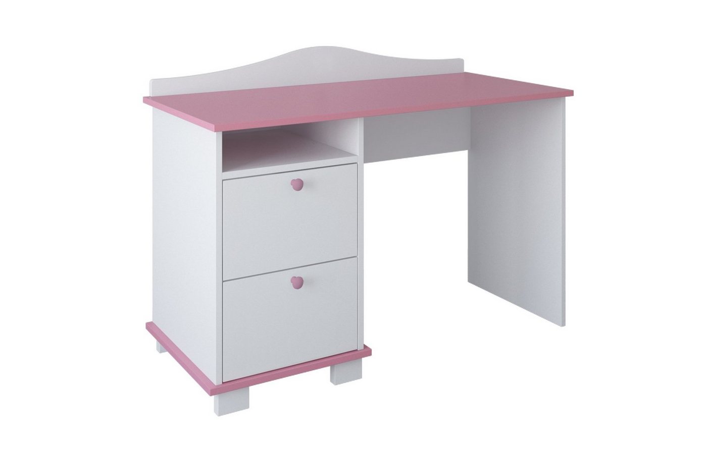 Kids Collective Schreibtisch Kinderschreibtisch mit 74 cm Arbeitshöhe, zwei Schubladen und Ablagefach in weiß pink Made in Europe von Kids Collective