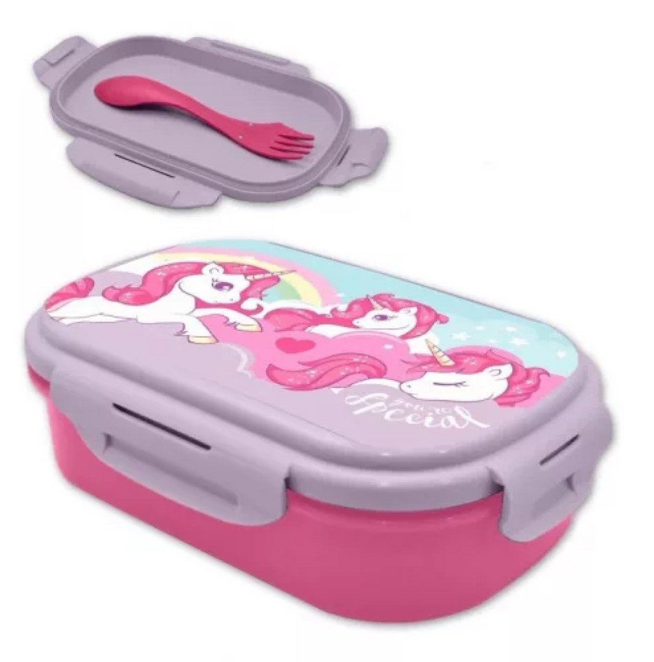 Kids Euroswan Lunchbox Einhorn Brotdose mit Besteck drei Einhörner mit einem Regenbogen von Kids Euroswan