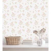 Tapete Mit Rosa Blumen Einfaches Design Für Mädchenzimmer in Und Grün von KidsInteriorsStore