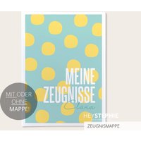Schule Zeugnismappe Dots | Gelb-Mint - Einschulung Personalisiert Titelblatt Mit Oder Ohne Mappe Colorblocking von HeyStephieShop