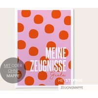 Schule Zeugnismappe Dots | Orange-Rosa - Einschulung Personalisiert Titelblatt Mit Oder Ohne Mappe Colorblocking von HeyStephieShop