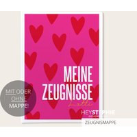 Schule Zeugnismappe Herzen | Pink-Rot - Einschulung Personalisiert Titelblatt Mit Oder Ohne Mappe Colorblocking von HeyStephieShop