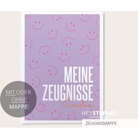 Schule Zeugnismappe Smileys | Lila-Pink - Einschulung Personalisiert Titelblatt Mit Oder Ohne Mappe Colorblocking von HeyStephieShop