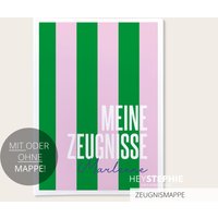 Schule Zeugnismappe Stripes | Rosa-Grün - Einschulung Personalisiert Titelblatt Mit Oder Ohne Mappe Colorblocking Linien- Streifen von HeyStephieShop
