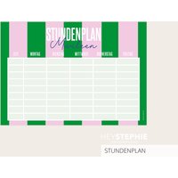 Stundenplan Stripes | Rosa-Grün - Schule Dina4 Personalisiert Beschreibbar Colorblocking Stundenplan Stripes | Rosa-Grün - Schule Dina4 Personalisiert Beschreibbar Colorblocking von HeyStephieShop