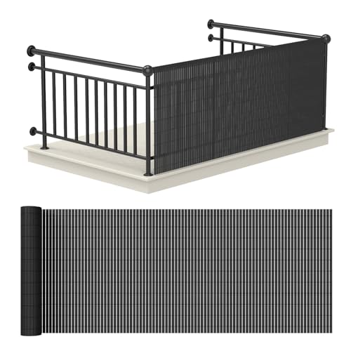 Kidsbuddy PVC Sichtschutzmatte,Sichtschutzzaun mit Kabelbindern,Wetterfest Sichtschutz für Garten Balkon Terrasse Sichtschutzzaun,Verstärkte Lamellen Sichtschutz,ohne Bohren Windschutz-0.9 * 4M von Kidsbuddy