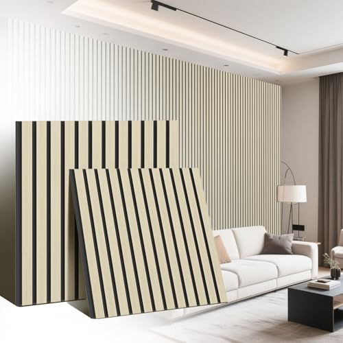 Kidsgigglz Akustikpaneele holz 2er Set 60×60 cm, Schalldämmung Paneele Wand, Hochwertige Schallschutz Akustikplatten Holz, Akustikpaneele Platten für Studio Büro Heimkino, WeiB-Eiche von Kidsgigglz