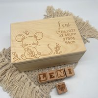 Erinnerungskiste Für Babys Und Kinder - Maus, Taufgeschenk, Personalisierbar von Kidslino
