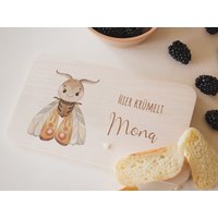 Frühstücksbrettchen Kinder, Motte, Frühstücksbrett Personalisiert, Babygeschenke, Geschenk 1. Geburtstag, Geburt von Kidslino