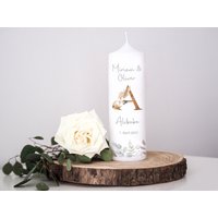Personalisierte Traukerze - Buchstabe Boho Hochzeitskerze Personalisiert Mit Namen & Datum Geschenk Zur Hochzeit von Kidslino