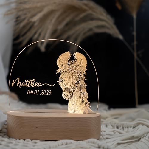 Kidsmood - Personalisiertes Nachtlicht Kinder – Dimmbares Stilllicht mit Namen | LED Nachttischlampe 3 Lichtmodi | Gravur Lampe Kinderzimmer, Geschenk zur Geburt, Taufgeschenke für Mädchen & Jungen von Kidsmood