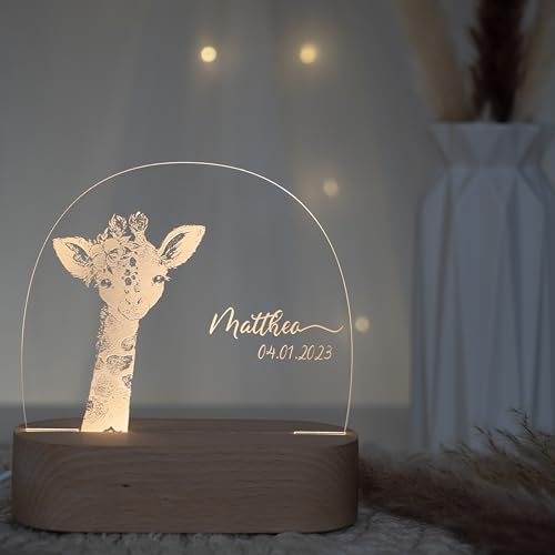 Kidsmood - Nachtlampe für mit Wunschnamen, Individuelles Nachtlicht mit Tiermotiv, Personalisiertes Geschenk für Kinder und Babys von Kidsmood