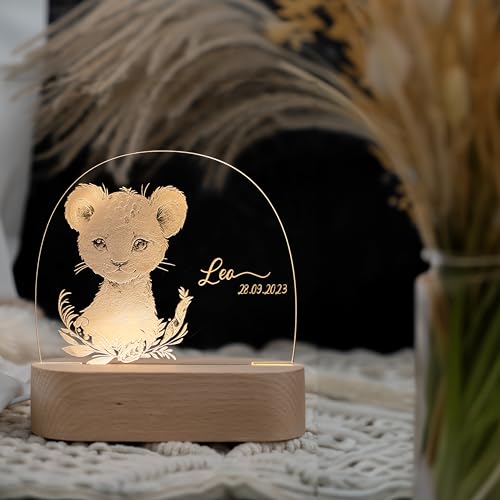 Kidsmood - Nachtlampe für mit Wunschnamen, Individuelles Nachtlicht mit Tiermotiv, Personalisiertes Geschenk für Kinder und Babys von Kidsmood