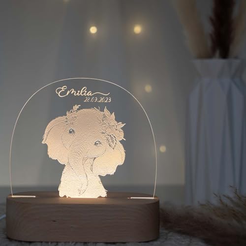 Kidsmood - Nachtlampe für mit Wunschnamen, Individuelles Nachtlicht mit Tiermotiv, Personalisiertes Geschenk für Kinder und Babys von Kidsmood