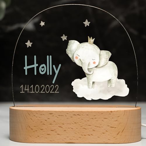 Kidsmood - Nachtlicht Kinder mit Wunschnamen, personalisierte Nachtlampe dimmbar - Mit niedlichem Tiermotiv als Personalisierte Geschenke Kinder zur Taufe, Geburt, Ostern & Babygeschenke von Kidsmood
