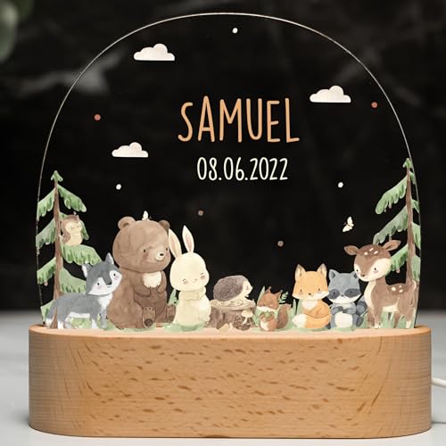 Kidsmood Nachtlampe mit Wunschnamen, Individuelle Nachttischlampe Kinder, Niedliches Nachtlicht für Babys, Personalisierte Geschenke für Babys, Geschenk zur Geburt von Kidsmood