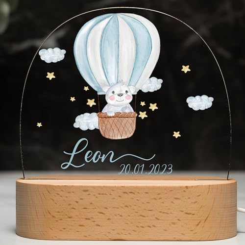 Kidsmood Nachtlampe mit Wunschnamen, Individuelle Nachttischlampe Kinder, Niedliches Nachtlicht für Babys, Personalisierte Geschenke für Babys, Geschenk zur Geburt von Kidsmood