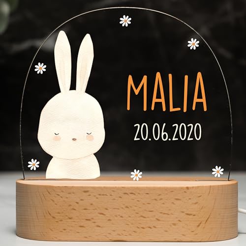 Kidsmood Nachtlampe mit Wunschnamen, Individuelle Nachttischlampe Kinder, Niedliches Nachtlicht für Babys, Personalisierte Geschenke für Babys, Geschenk zur Geburt von Kidsmood