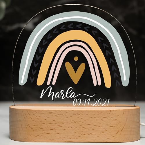 Kidsmood - Nachtlicht Kinder mit Wunschnamen, personalisierte Nachtlampe dimmbar - Mit niedlichem Tiermotiv als Personalisierte Geschenke Kinder zur Taufe, Geburt, Ostern & Babygeschenke von Kidsmood