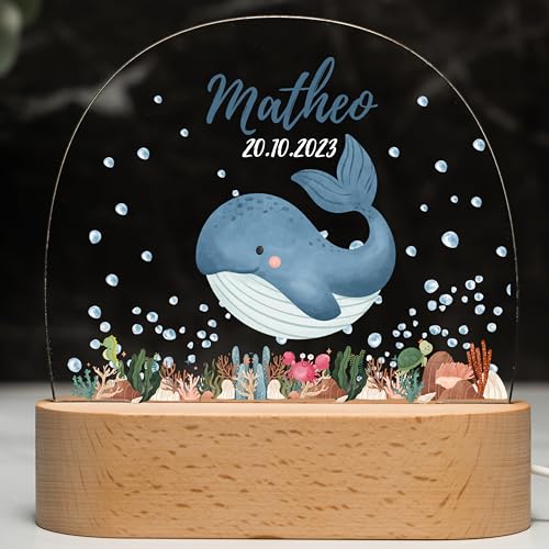 Kidsmood Nachtlampe mit Wunschnamen, Individuelle Nachttischlampe Kinder, Niedliches Nachtlicht für Babys, Personalisierte Geschenke für Babys, Geschenk zur Geburt von Kidsmood