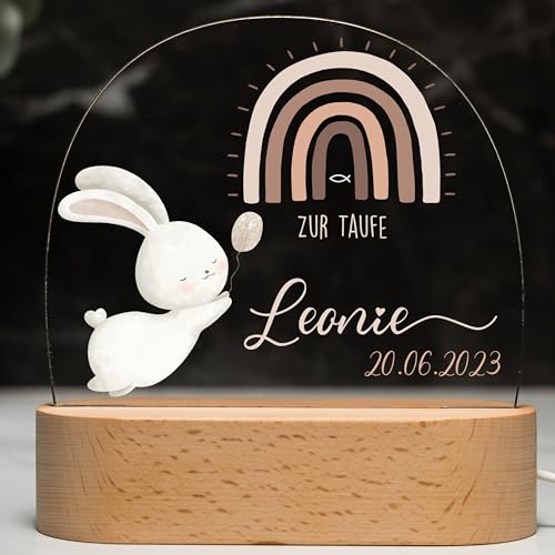 Kidsmood - Personalisiertes Nachtlicht Baby mit Namen – Dimmbare Nachttischlampe Kinder mit 3 Lichtmodi - Personalisierte Babygeschenke zur Geburt,Taufgeschenke Jungen & Mädchen [Hase] von Kidsmood