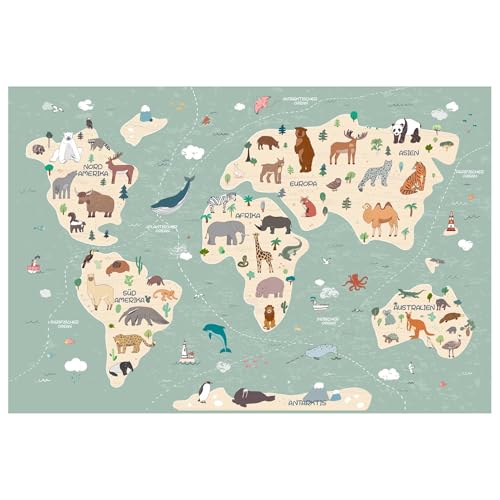 Kidsmood - Selbstklebende Tapete für Kinderzimmer, Fototapete mit Tieren aus aller Welt, Ideale Kinderzimmer Deko für Mädchen und Jungen, Schadstofffreie Vliestapete in lebendigen Farben, 208x240 cm Kidsmood - Selbstklebende Tapete für Kinderzimmer, Fototapete mit Tieren aus aller Welt, Ideale Kinderzimmer Deko für Mädchen und Jungen, Schadstofffreie Vliestapete in lebendigen Farben, 208x240 cm von Kidsmood