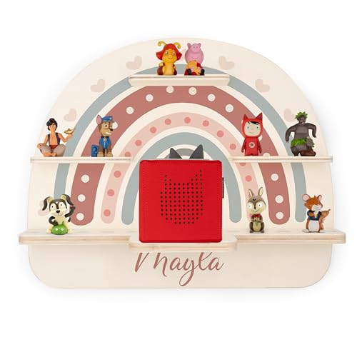 KIDSMOOD Toniebox Regal für Kinderzimmer, personalisiert mit Wunschnamen, Wandregal zur Aufbewahrung von Musikbox und Toniefiguren [50x40x17,5 cm] von KIDSMOOD