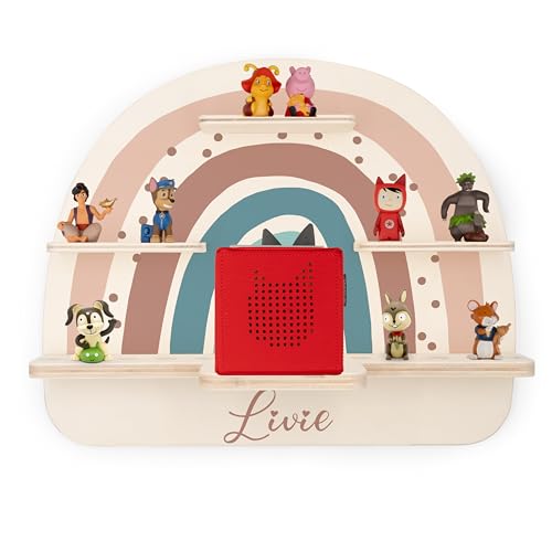 KIDSMOOD Toniebox Regal für Kinderzimmer, personalisiert mit Wunschnamen, Wandregal zur Aufbewahrung von Musikbox und Toniefiguren [50x40x17,5 cm] von KIDSMOOD