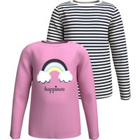 KIDSWORLD Langarmshirt "2er Pack 1x uni + 1x geringelt Langarmshirts" 2 Stk. tlg. 2er Pack Shirts mit Regenbogen und Ringel von Kidsworld