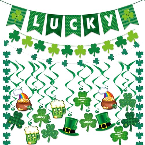 Grüne Patricks Day Set Kleeblatt Hängende Wirbel Irische Partydekorationen Urlaubszubehör Heimdekoration Patricks Day Dekorationen von KieTeiiK