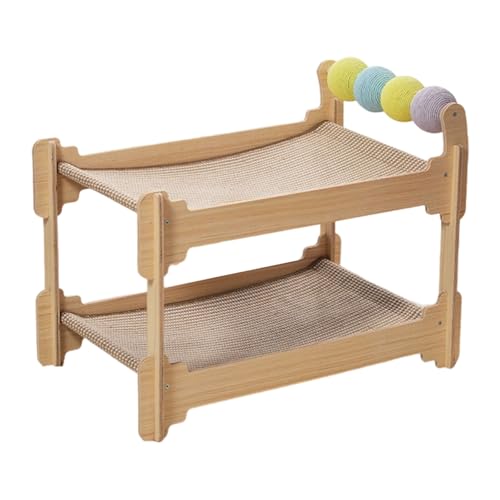 KieTeiiK Stabile Katzen Bett 2 Abgestufte Design Sisal Kratzer Nach Holz Basis Kratzfestes Haustier Rasting House Möbelschutz Katzen Scraching Bett von KieTeiiK