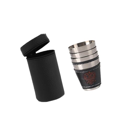 KieTeiiK Stahl Schnapsgläser Mit Lederabdeckung Tragbare Schüsse Brille Essentielle Party Cups Dekoration Supplies Festival Schnapsglas von KieTeiiK