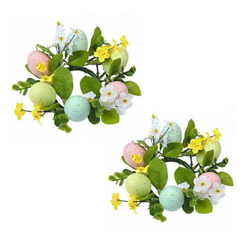 2 Stück Osterkranz Kerzenringe für Stabkerzen, Ostern Türkranz mit Ostereier, Kerzenkranz Künstlicher Frühlingskranz Kerzenring Kerzenkranz Frühlingskranz Blumenkranz für Osterdeko Tischdeko (A-001) 2 Stück Osterkranz Kerzenringe für Stabkerzen, Ostern Türkranz mit Ostereier, Kerzenkranz Künstlicher Frühlingskranz Kerzenring Kerzenkranz Frühlingskranz Blumenkranz für Osterdeko Tischdeko (A-001) von Kielsjajd
