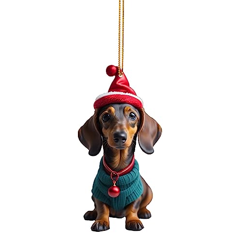 2D Dackel Weihnachten Deko, weihnachtsanhänger,Dackel Christbaumschmuck,Hund Ornament Acryl Flache Form Hund, Weihnachtsanhänger Dekoration, Geschenk Für Liebe Hund Dackel (D, One Size) von Kielsjajd