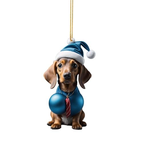 Dackel Weihnachtsanhänger, Dackel Weihnachtsdeko mit Drucken, Lustiger Weihnachten Ornament, Weihnachtsbaumschmuck, Christbaumschmuck, Weihnachten Hängende Ornamente, (B-001, One Size) von Kielsjajd