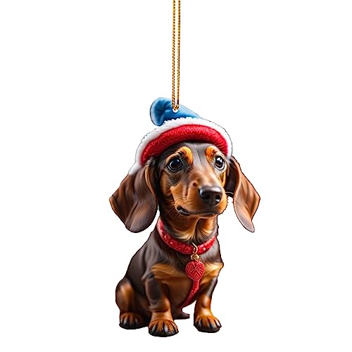 Dackel Weihnachtsanhänger, Dackel Weihnachtsdeko mit Drucken, Lustiger Weihnachten Ornament, Weihnachtsbaumschmuck, Christbaumschmuck, Weihnachten Hängende Ornamente, (E, One Size) von Kielsjajd