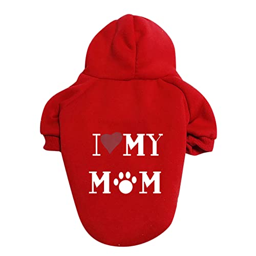 Hundepullover I Love My MOM / I Love My DAD Brief Druck Hundekleidung Große und kleine Hundepullover Haustierpullover Hundekleidung Haustierkleidung Kleidung Hundemantel Winter XS-9XL (a-Red, M) von Kielsjajd