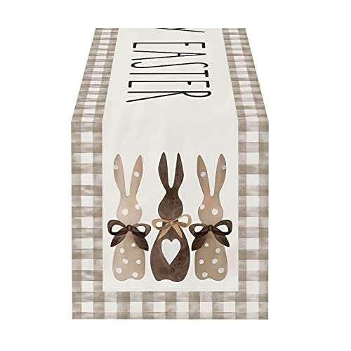 Mode Hase Osterei Ostern Tischläufer, Waschbar Modern Frühling Küche Esstisch Dekoration für drinnen und draußen Urlaub Party Wohnzimmer Dekor Ostereier Hase Dekoration, 33 x 183 cm (A, One Size) von Kielsjajd