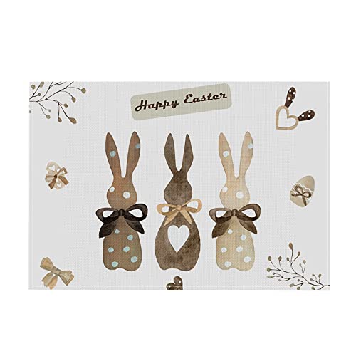 Mode Tulpe Hase Ostern Set, Saisonaler Frühling Küche Tisch Dekoration Drinnen Urlaub Party Dekor Platzsets, wasserdicht, rutschfest, dekorative Tischsets für Haus, Restaurant und (A-001, 30x45 cm) von Kielsjajd