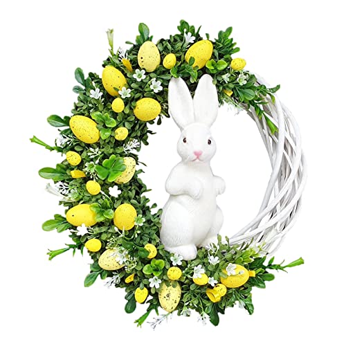 Osterkranz Tür Deko Kranz Ostern Hase Eier Osterdeko Tischkranz Ostern Kranz Tür Deko Türkranz Ostern Künstliche Osterkranz, Ostertür Dekorationen im Freien Hängen Willkommensschild (D-013, One Size) von Kielsjajd